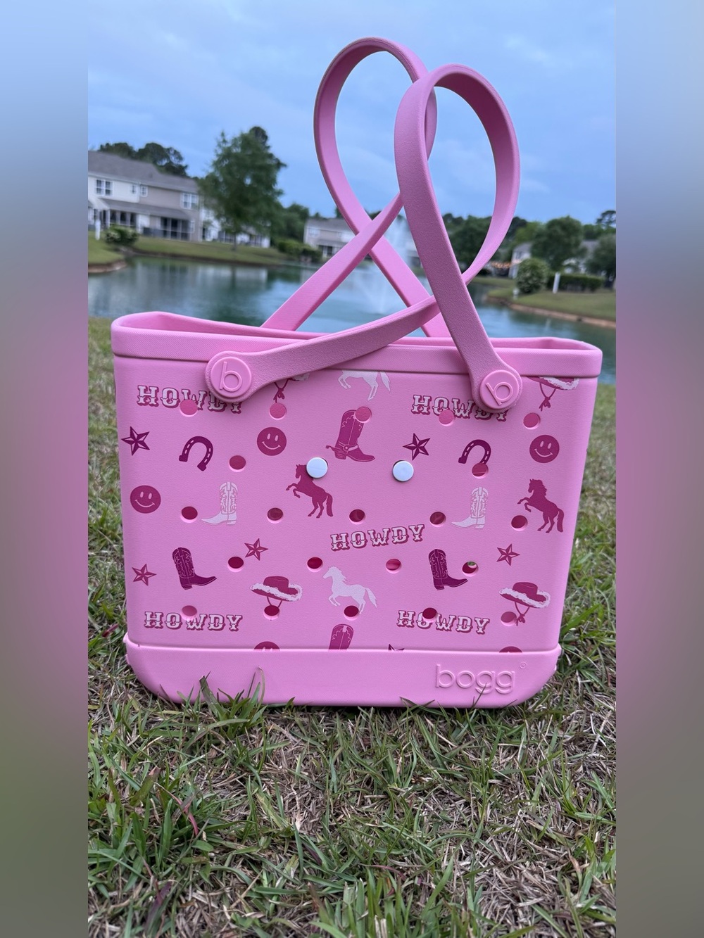Bogg Bag Pink Howdy Western Tote Beach Pool Cowgirl Bag nwt